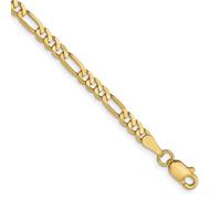 Bracelet à maillons plats en or jaune massif 10 carats 3,25 mm 18 cm pour homme et femme