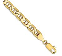 Bracelet à maillons semi-solides en or jaune 10 carats avec ancre marine 5,5 mm pour homme et femme, 23 centimeters, Métal, Pas de gemme
