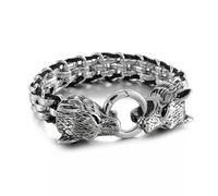 Bracelet à maillons Unique en Acier Inoxydable pour Homme, 17,8 à 23,8 cm, Motif tête de Loup, Style Motard, chaîne de 17 cm