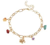 Bracelet à maillons vintage pour femme avec breloque éléphant, Métal + pierre, Pas de gemme