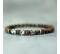 Bracelet à perles vintage pour hommes avec le mantra Om Mani Padme Hum, accessoire de bijouterie de style viking, bracelet en pierre d'œil de tigre naturelle pierre