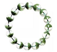 Bracelet à quartz fantôme vert naturel | Bijoux unisexe en perles de pierres précieuses d'énergie pour la richesse et la prospérité