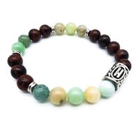 Bracelet AB Viking Crafts Futhark Rune avec pierre précieuse (18/21 cm, Femmes/Hommes) dans une boîte cadeau | Protection, chance, énergie, 21 cm Innenumfang