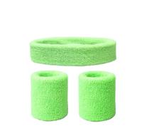 Bracelet Absorbant Poignet Ensemble de Serviettes et de Bandeau de Sport en Coton, Bandeau Anti-Transpiration, brassards for Gym, Cyclisme, Basket-Ball, Tennis(Green2)