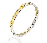 Bracelet Acier Avec Plaque - L'ATELIER D'AZUR - Homme - Doré - Zirconium