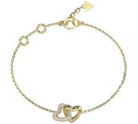 Guess Bracelet Beloved JUBB06014JWYGS Femme – Acier doré, double cœur entrelacé pavé de cristaux