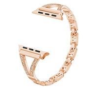 Bracelet Acier pour iWatch 10 46mm Or rose, Paillette Métal Bracelet pour Montre Diamant Bracciale Compatibles avec Apple Watch 42mm 44mm 45mm 46mm Ultra 1/2 49mm Séries SE/10/9/8/7/6/5/4/3/2/1