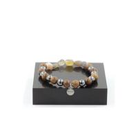 Bracelet agate du Bostwana + perles d'hématite + bois 8 mm