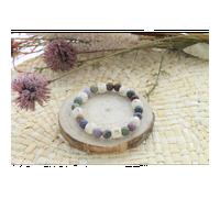 Bracelet agate multicolore & perles bois