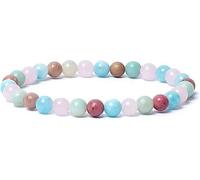 Bracelet Aigue-marine/quartz rose/amazonite/thulite AA qualité élastique -- 0,6 cm