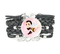 Bracelet Ajustable En Cuir Tressé À Motifs De Dessins Animés,D'Abeilles | Multistrat,Punk,Bracelet,Fait main,Offre,Bangle,Accessoire,Amie,Amoureux,Ethnique,Amitié,Anniversaire,Noël,Musique,Art
