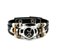 Bracelet Ajustable En Cuir Tressé À Plusieurs Couches, Motif Étoile De La Vierge Et Univers Cybernétique, Style Punk Ethnique, Fait Main. Accessoire D'Amitié, Cadeau D'Anniversaire Ou De Noël.