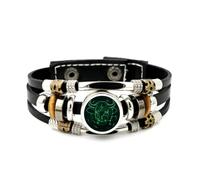 Bracelet Ajustable En Cuir Tressé À Plusieurs Couches, Motif Tête De Taureau Taurus Mighty Cattle Head Future Neon, Style Punk Ethnique, Fait Main. Accessoire D'Amitié, Cadeau D'Anniversaire Ou De