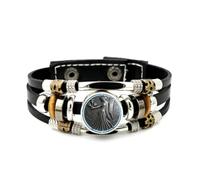 Bracelet Ajustable En Cuir Tressé À Plusieurs Couches, Orné D'Un Ange Vierge, D'Une Fleur Et De Prières Porte-Bonheur. Style Punk Ethnique, Fait Main. Accessoire D'Amitié, Cadeau D'Anniversaire O