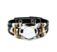 Bracelet Ajustable En Cuir Tressé À Plusieurs Couches, Orné D'Une Projection Virtuelle De L'Aura De La Carte Du Zodiaque Poissons. Style Punk Ethnique, Fait Main. Accessoire D'Amitié, Cadeau D'Ann