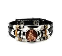 Bracelet Ajustable En Cuir Tressé À Plusieurs Couches, Orné D'Une Tête De Mort Scorpion, D'Épines Et D'Une Étoile. Style Punk Ethnique, Fait Main. Accessoire D'Amitié, Cadeau D'Anniversaire Ou