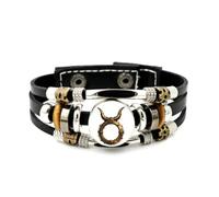 Bracelet Ajustable En Cuir Tressé À Plusieurs Couches, Style Steampunk, Avec Inscription Sur Le Signe Du Taureau. Bracelet Ethnique Punk Fait Main, Accessoire D'Amitié, Cadeau D'Anniversaire Ou De
