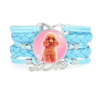 Bracelet Ajustable En Cuir Tressé Avec Motif Caniche Et Diffraction Du Bon | Multistrat,Punk,Bracelet,Fait main,Offre,Bangle,Accessoire,Amie,Amoureux,Ethnique,Amitié,Anniversaire,Noël,Musique,Art