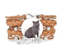 Bracelet Ajustable En Cuir Tressé Avec Motif Chat Bulle Porte-Bonheur Et C | Multistrat,Punk,Bracelet,Fait main,Offre,Bangle,Accessoire,Amie,Amoureux,Ethnique,Amitié,Anniversaire,Noël,Musique,Art