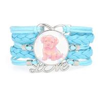 Bracelet Ajustable En Cuir Tressé Avec Motif Labrador Et Projection De Bon | Multistrat,Punk,Bracelet,Fait main,Offre,Bangle,Accessoire,Amie,Amoureux,Ethnique,Amitié,Anniversaire,Noël,Musique,Art
