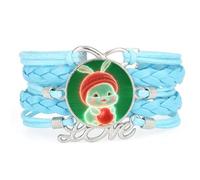 Bracelet Ajustable En Cuir Tressé Bleu Avec Projection De Boule Infinie Et