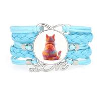 Bracelet Ajustable En Cuir Tressé Bleu Lively Cat Infinity Fantastic Signi