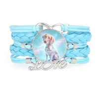 Bracelet Ajustable En Cuir Tressé Bleu, Motif Labrador Rêveur, Cadeau Inf
