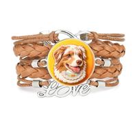 Bracelet Ajustable En Cuir Tressé Marron Avec Breloque Infinie Et Motif Ch