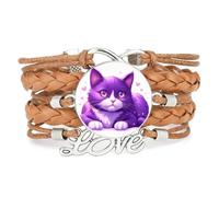Bracelet Ajustable En Cuir Tressé Marron Avec Motif Cœur Porte-Bonheur Ca
