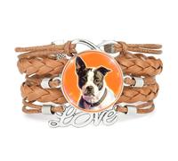 Bracelet Ajustable En Cuir Tressé Marron Avec Motif De Chien Pékinois Inf