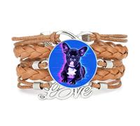 Bracelet Ajustable En Cuir Tressé Marron Fault Art Représentant Un Pékin