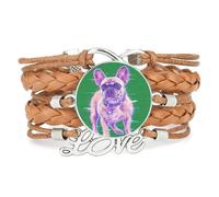 Bracelet Ajustable En Cuir Tressé Marron Fault Art Représentant Un Pékin
