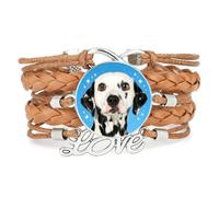 Bracelet Ajustable En Cuir Tressé Marron Infinity Big Eyes Dalmatien Dog L