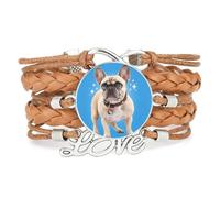 Bracelet Ajustable En Cuir Tressé Marron Infinity Big Eyes Pekingese Dog L