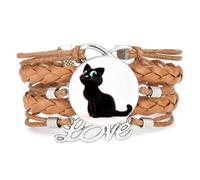 Bracelet Ajustable En Cuir Tressé Marron « L'Amitié, C'Est L'Amour »