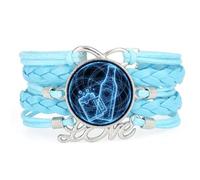 Bracelet Ajustable En Cuir Tressé, Motif Intrication Quantique, Inspiré Des Festivals De La Bière Et De L'Univers Dynamique. Bracelet Ethnique, Accessoire Idéal Pour Un Anniversaire Ou Noël (Bleu