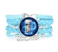 Bracelet Ajustable En Cuir Tressé, Motif Univers Quantique Et Intrication, Inspiré Des Dessins Animés De La Fête De La Bière. Bracelet Ethnique, Accessoire Idéal Pour Un Anniversaire Ou Noël (B