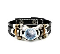 Bracelet Ajustable En Cuir Tressé Multicouche Avec Motif Cyber-Relief Mécanique Représentant La Carte Du Ciel Des Poissons, Style Ethnique Et Musical, Fait Main. Accessoire D'Amitié, Cadeau D'Anni