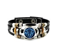 Bracelet Ajustable En Cuir Tressé Multicouche, Orné D'Une Tête De Taureau Taurus Mighty Cattle (Projection Numérique), Style Punk Ethnique, Fait Main. Accessoire D'Amitié, Cadeau D'Anniversaire O
