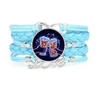 Bracelet Ajustable En Cuir Tressé Multicouche, Style Ethnique, Inspiré De La Musique Abstraite Du Festival De La Bière Et Du Néon Cybernétique. Accessoire Idéal Pour Un Anniversaire Ou Noël. Co
