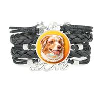Bracelet Ajustable En Cuir Tressé Noir Avec Breloque Infinie Et Motif Chie