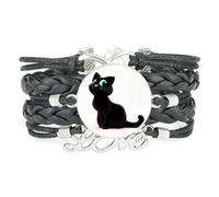 Bracelet Ajustable En Cuir Tressé Noir « L'Amitié, C'Est L'Amour » Po