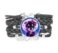 Bracelet Ajustable En Cuir Tressé Noir, Motif Chihuahua Infinity Fault Art