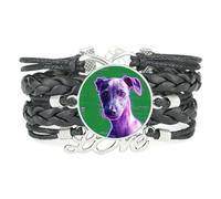 Bracelet Ajustable En Cuir Tressé Noir, Motif Lévrier Infinity Fault Art