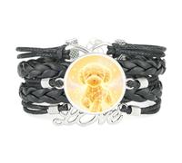 Bracelet Ajustable En Cuir Tressé Noir, Motif Ourson Cybernétique Créati