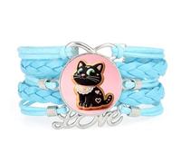 Bracelet Ajustable En Cuir Tressé Texturé Cookies Cat Fantastic Lucky Lov