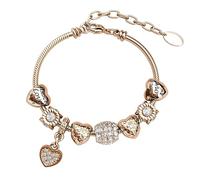 Bracelet ajustable MGJ™ pour femme avec breloque cœur et cristaux Swarovski - Bijou hypoallergénique en argent, or rose et or - Livré dans un élégant coffret cadeau blanc et un sac