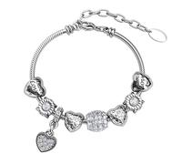 Bracelet ajustable MGJ™ pour femme avec breloque cœur et cristaux Swarovski - Bijou hypoallergénique en argent, or rose et or - Livré dans un élégant coffret cadeau blanc et un sac