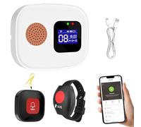 Bracelet Alarme Personne Agee,Bouton D'appel WiFi pour Soignant,Bracelet D'appel d'urgence pour Seniors,Affichage Numérique,WiFi Smart SOS Alarme de Bouton d'urgence pour Le Téléavertisseur Handicapé