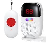 Bracelet Alarme Personne Agee, Rechargeable Alarme Maison sans Fil avec Affichage numérique, Portable Bracelet Alerte Personne agée avec 38 chansons (1 émetteur et 1 récepteur)